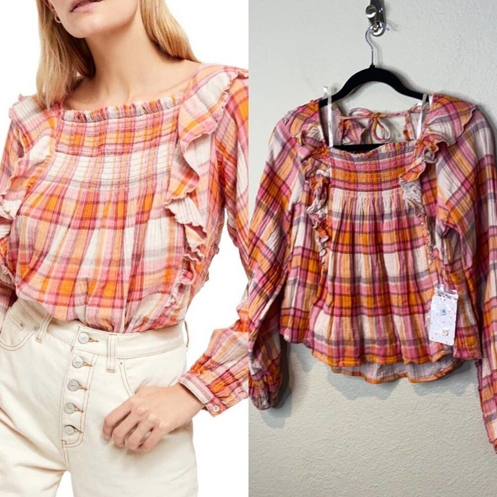 We the Free  Sienna Plaid Pullover Top